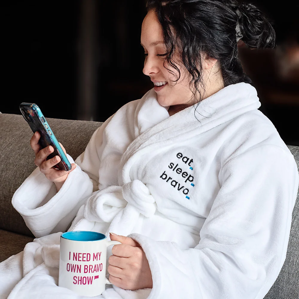 Eat. Sleep. Bravo. Terry Cloth Cotton Robe - Image 4