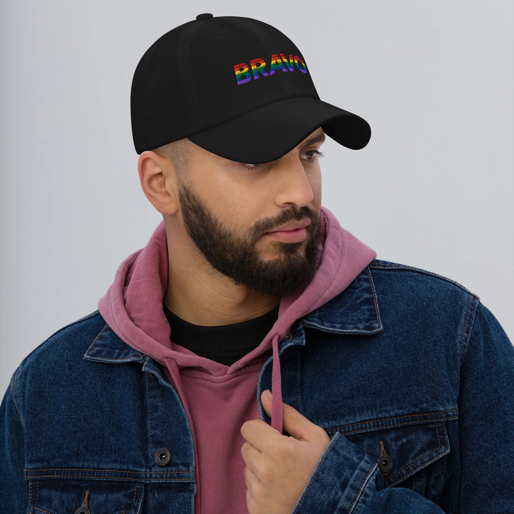 Bravo Pride Embroidered Hat Striped Logo - Image 6