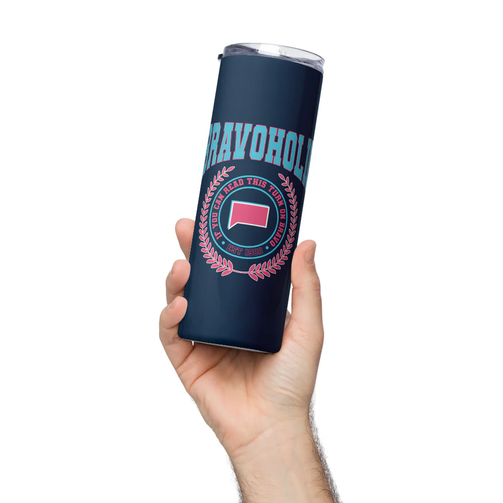 Bravoholic If You Can Read This Turn On Bravo Skinny Tumbler - Image 3