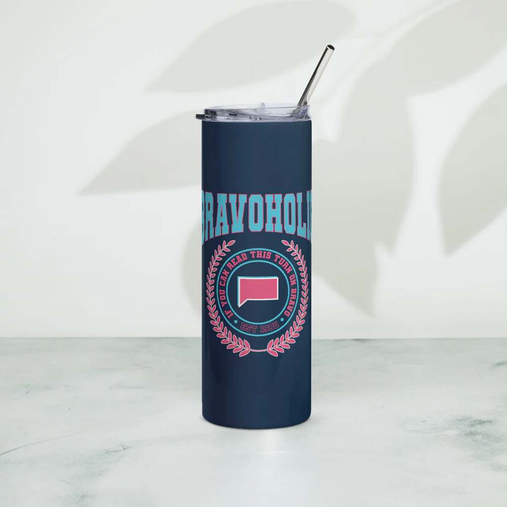 Bravoholic If You Can Read This Turn On Bravo Skinny Tumbler - Image 4