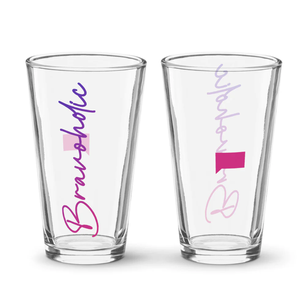 Bravoholic Script Pint Glass