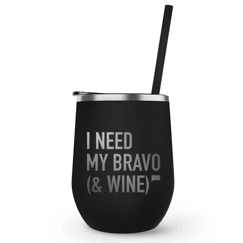 I Need My Bravo & Wine 12 oz Stainless Steel Wine Tumbler - Image 3