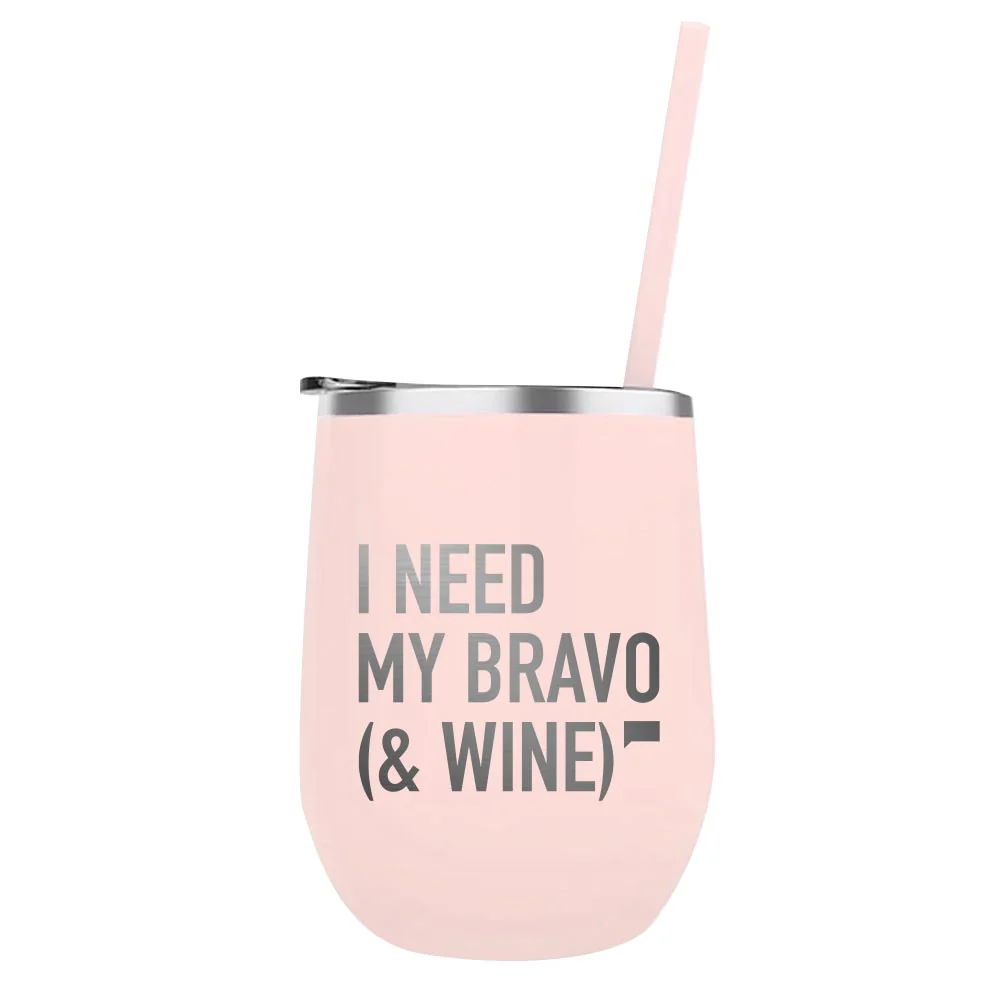 I Need My Bravo & Wine 12 oz Stainless Steel Wine Tumbler - Image 4