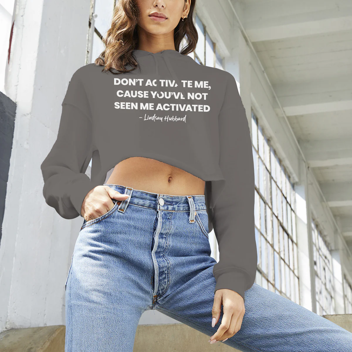 Summer House Don't Activate Me Women's Fleece Crop Hooded Sweatshirt - Image 3