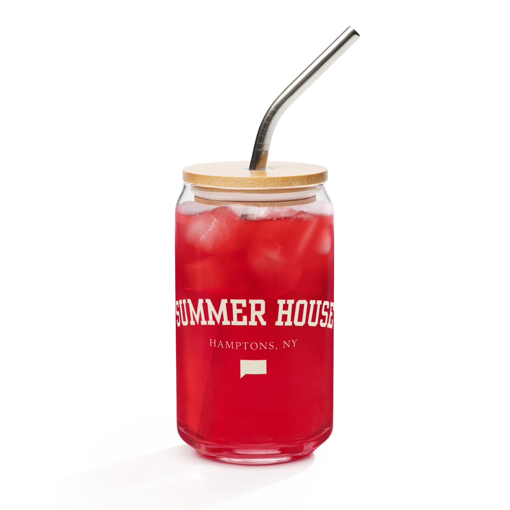 Summer House Hamptons, NY Can Shaped Glass With Lid - Image 2
