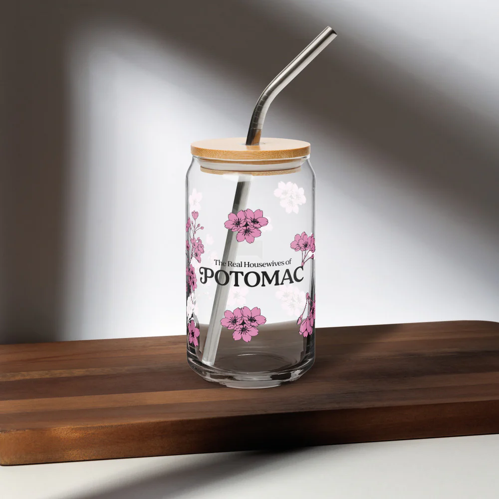 The Real Housewives of Potomac Cherry Blossom Can Shaped Glass with Lid - Image 2