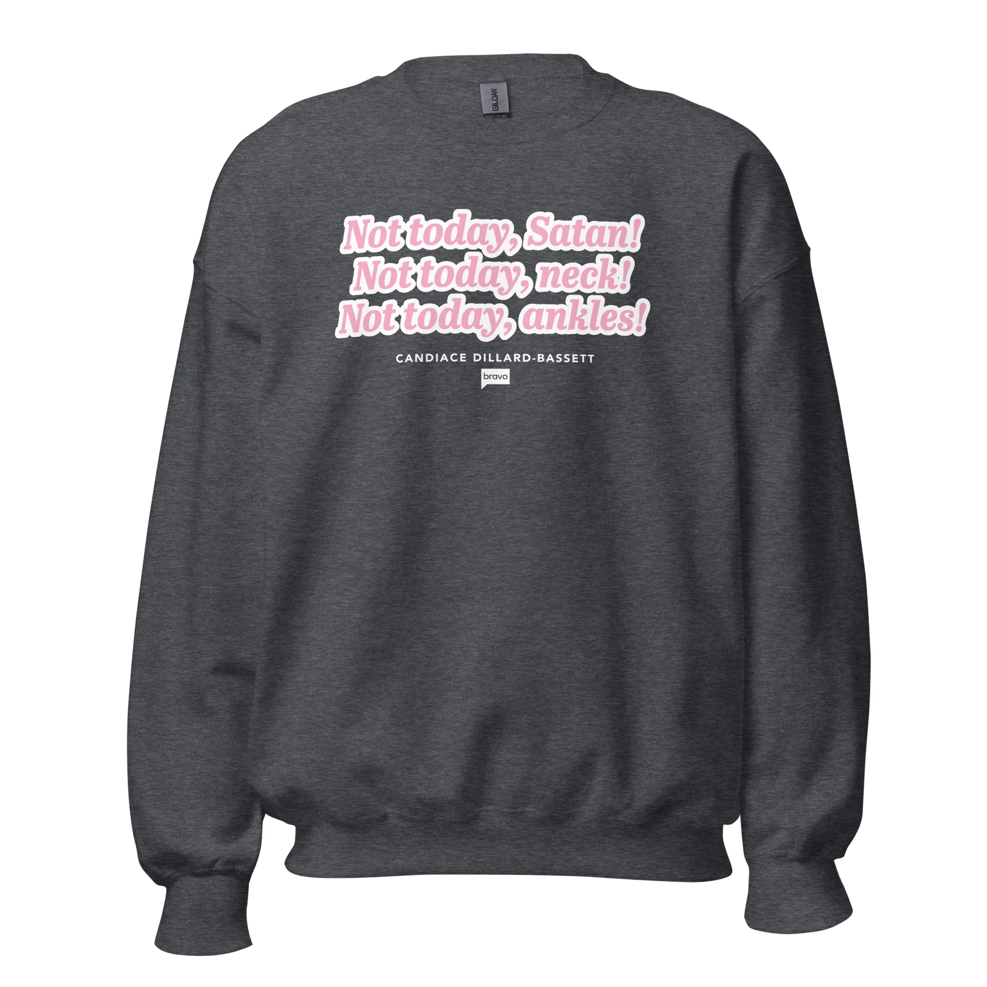 The Real Housewives of Potomac Not Today Satan Fleece Crewneck Sweatshirt - Image 3